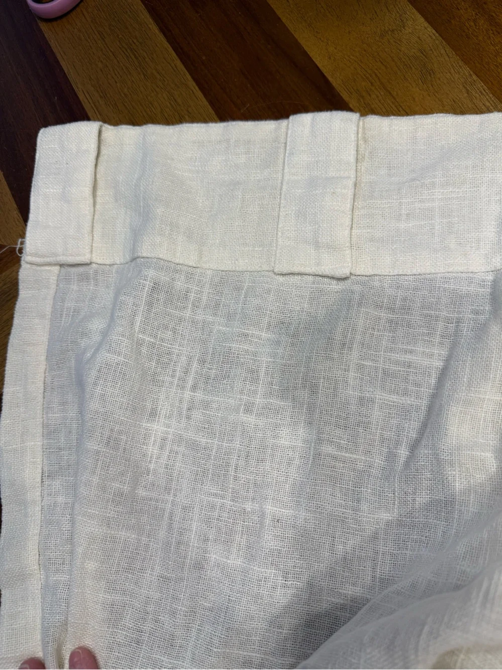 West Elm Cream Curtains Taupe Botanical Motif linen cotton 48x96/2 panels *flaw*